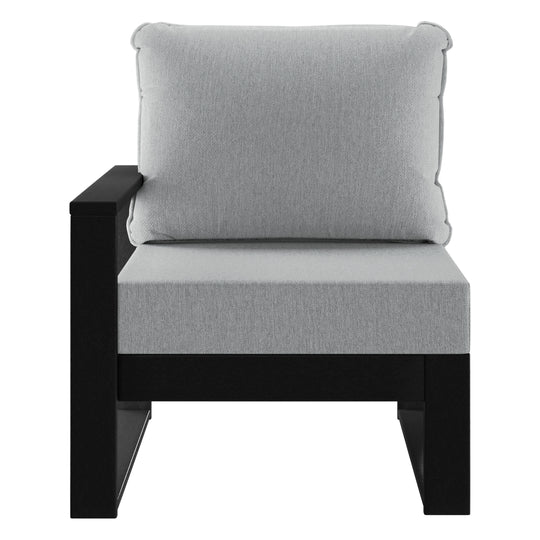 Outdoor HDPE Left Arm Sectional Patio Corner Club Chair with Patio Cushions