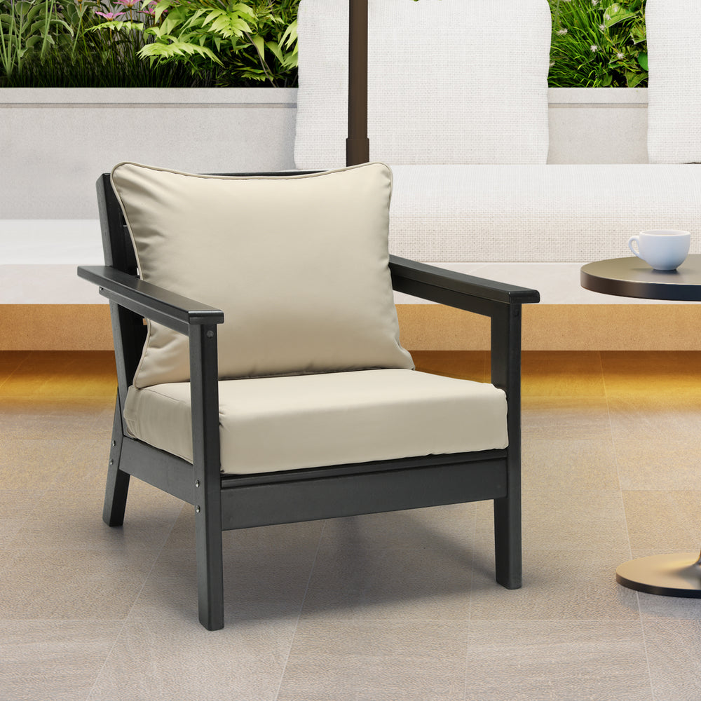 Solace Water Repellent Outdoor 2-Piece Deep Set Patio Seat Back Chair Cushions, 25" x 25"