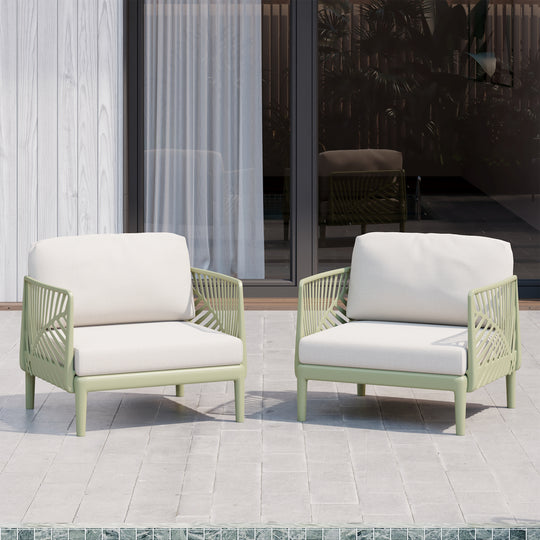 Playa Modern Outdoor Polypropylene Resin Deep Seating Patio Club Chair (Set of 2)