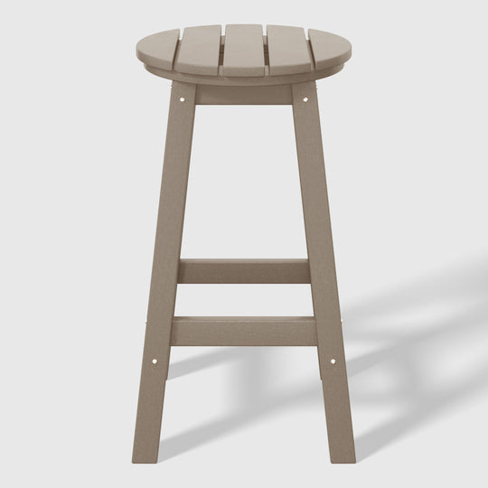 Malibu 24" HDPE Outdoor Patio Round Counter Height Bar Stool Set of 3