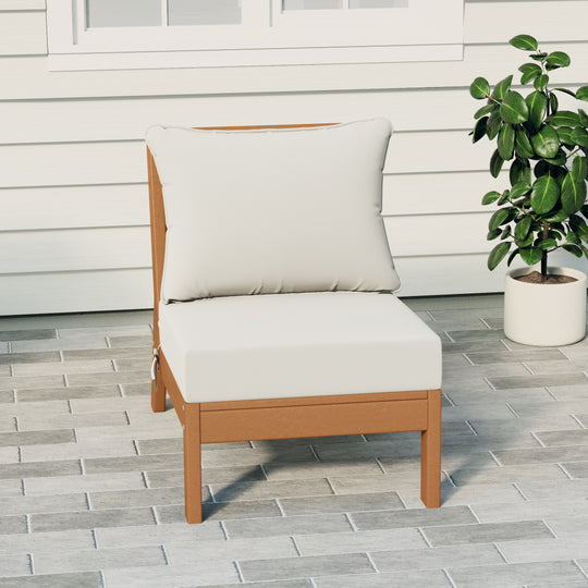 Avalon Outdoor HDPE Deep Seating Modular Armless Patio Chair with Patio Cushions