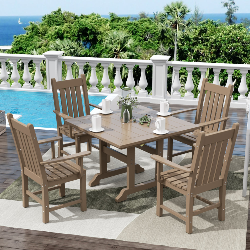 Malibu 5 Piece Outdoor Patio Dining Set Outdoor Square Table and Armchair Set