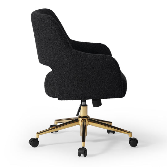 Genevieve Mid-Century Modern Swivel Office Vanity Chair with Wheels