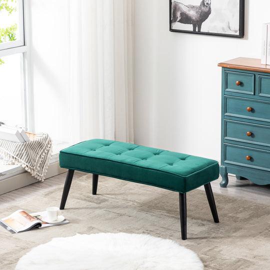 Wordford Button Tufted Velvet Upholstered Accent Bench
