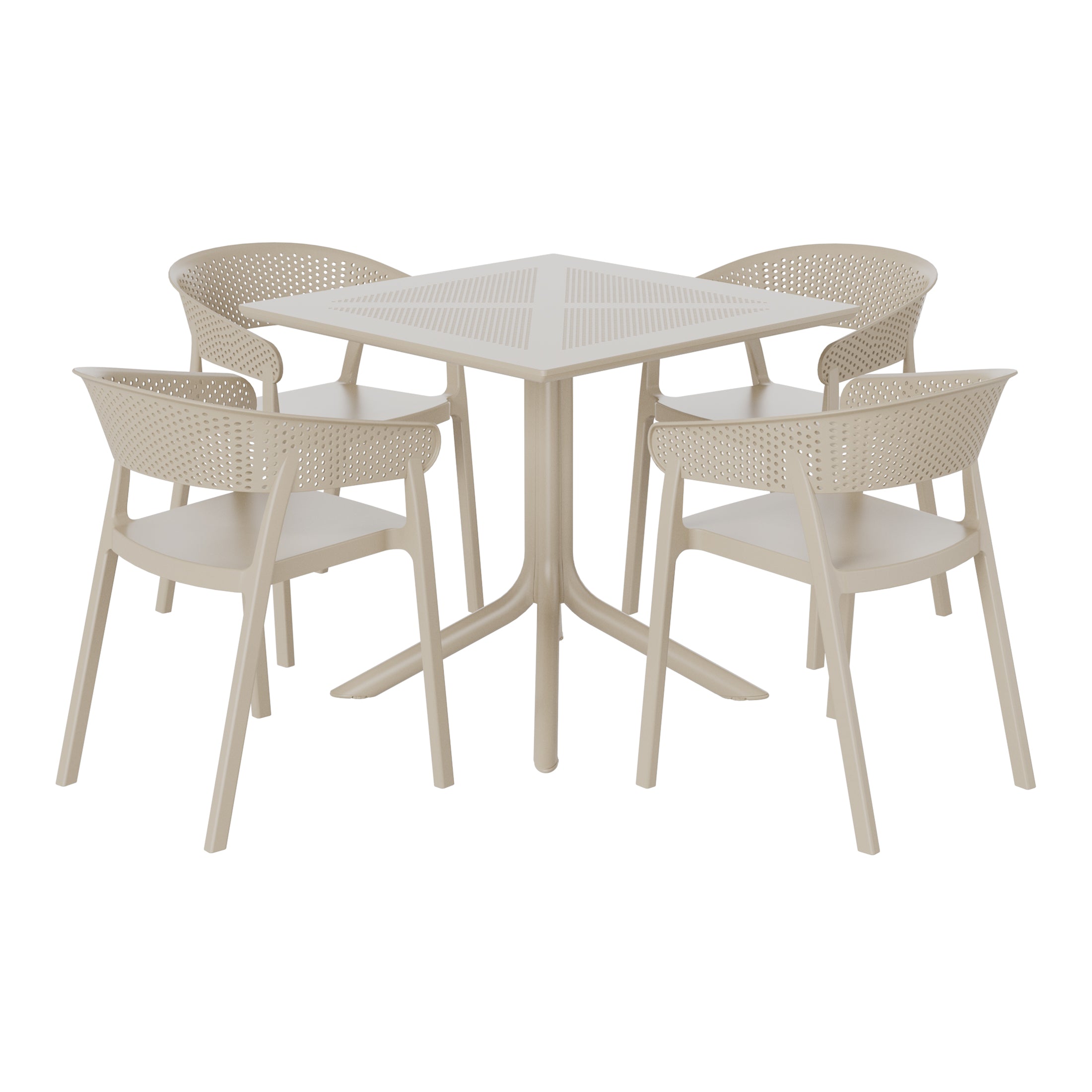Playa 5-Piece Modern Patio Square Dining Table Set with Stackable Patio Dining Chairs