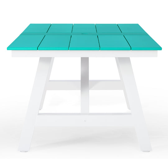 Cape May 72" HDPE Rectangle Outdoor Patio Dining Table With Umbrella Hole and Metal Frame