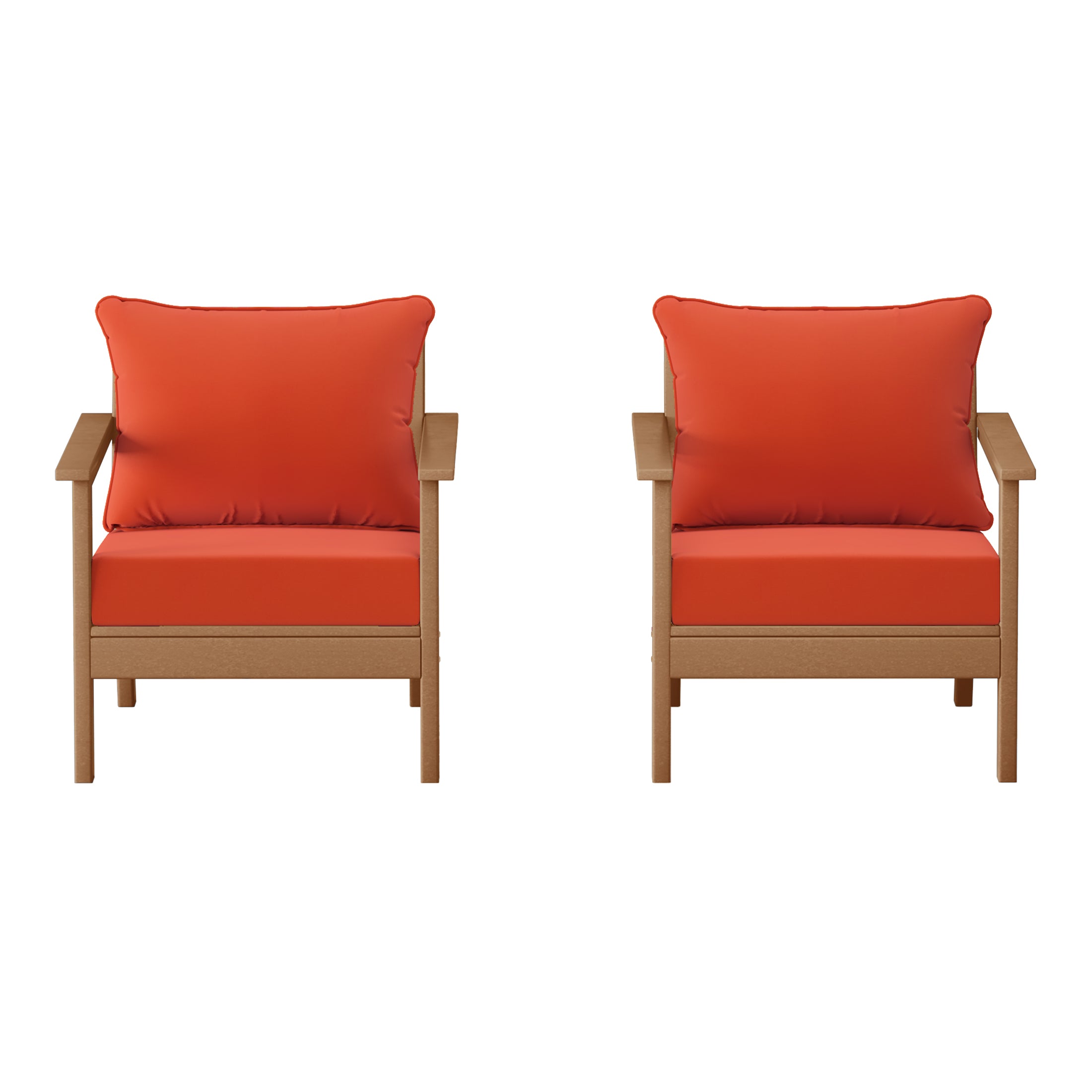 Avalon Outdoor Modern HDPE Patio Club Chairs with Deep Seat Cushions (Set of 2)