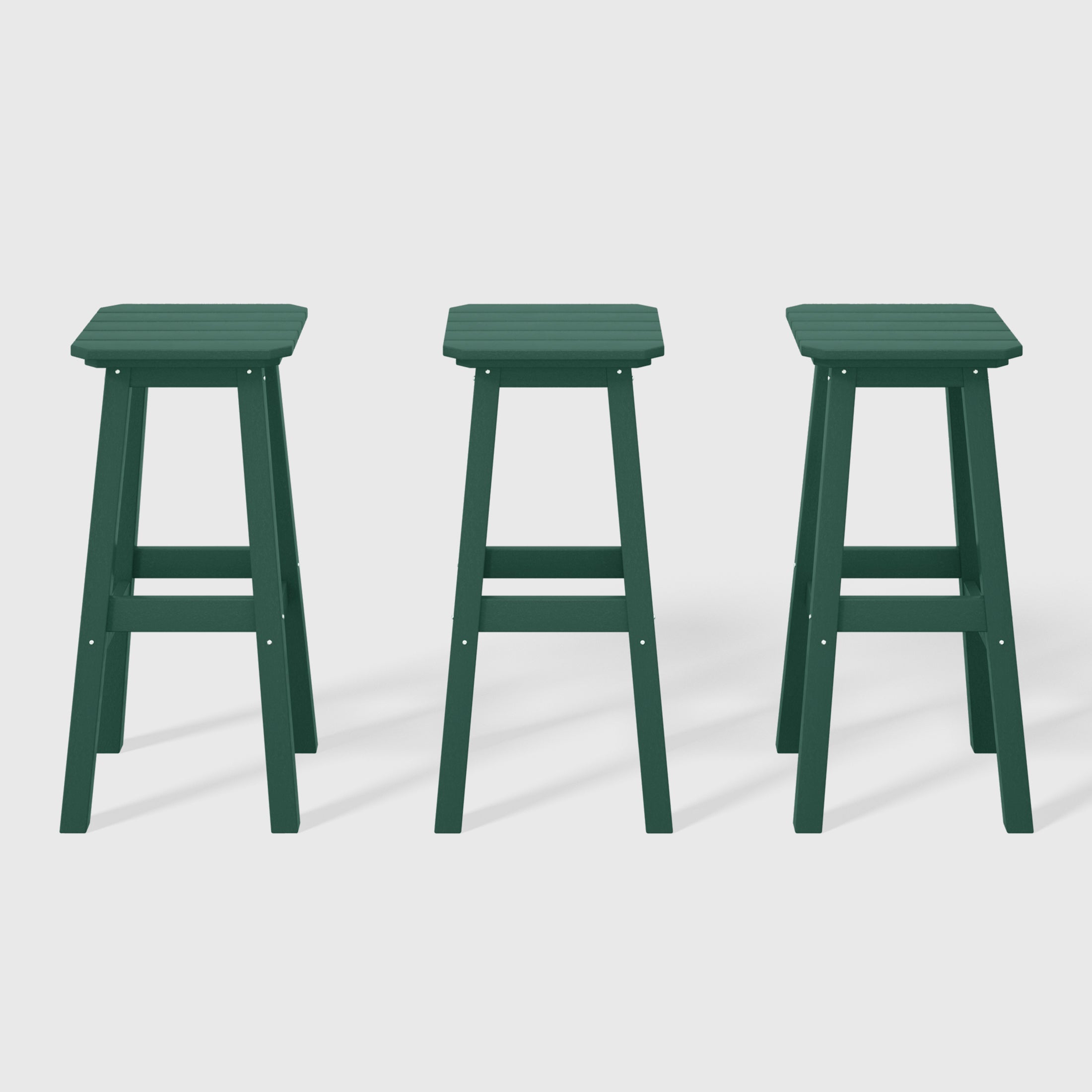 Malibu 29" HDPE Outdoor Patio Square Bar Stools (Set of 3)