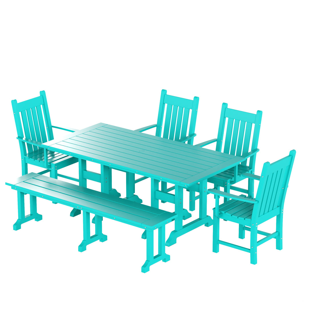 Malibu 6 Piece Outdoor Patio Dining Set Outdoor Table and Bench Armchair Set