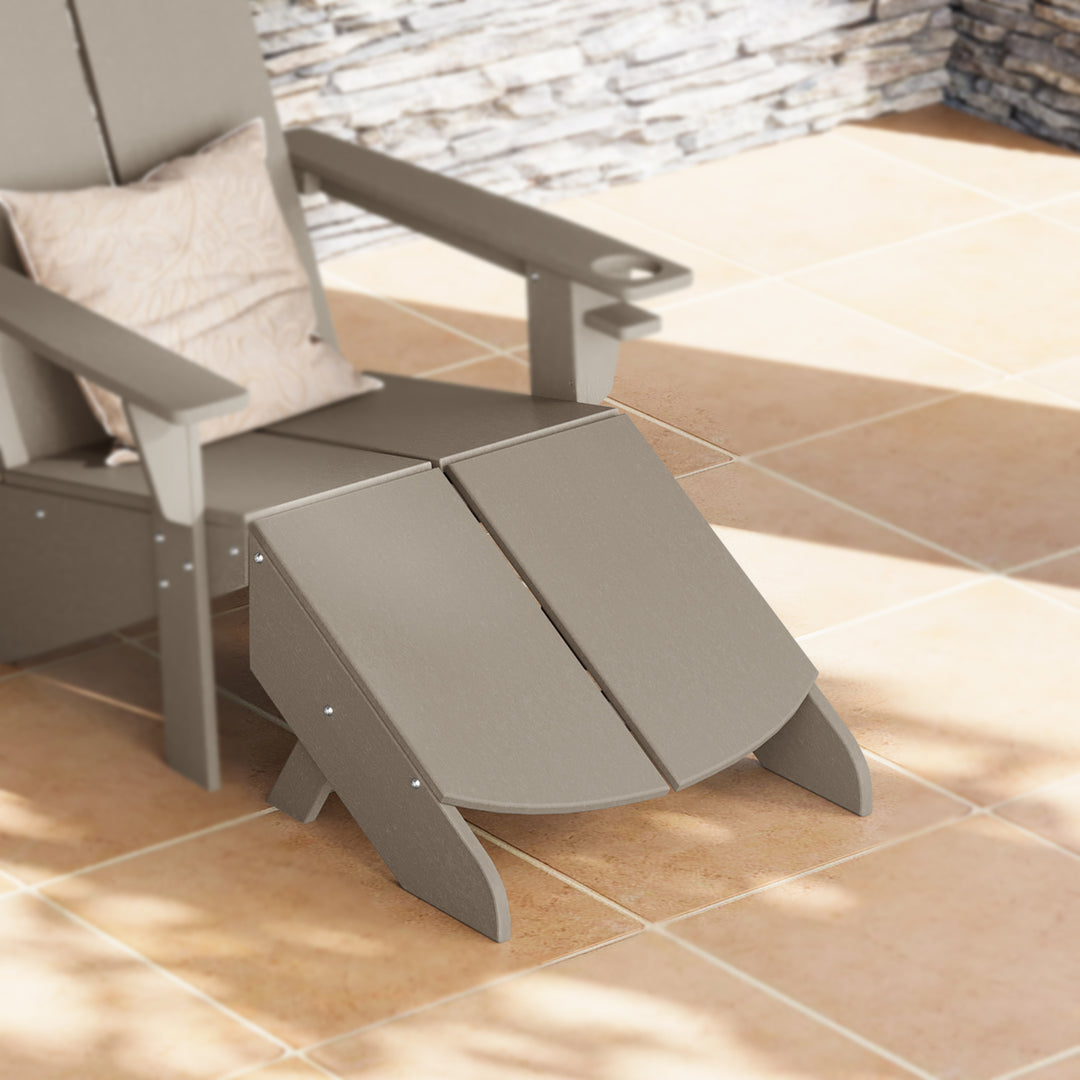 Riviera Modern HDPE Plastic Folding Patio Adirondack Ottoman