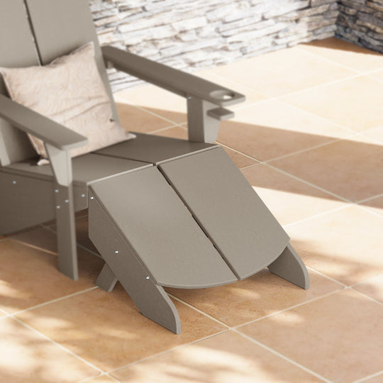 Riviera Modern HDPE Plastic Folding Patio Adirondack Ottoman