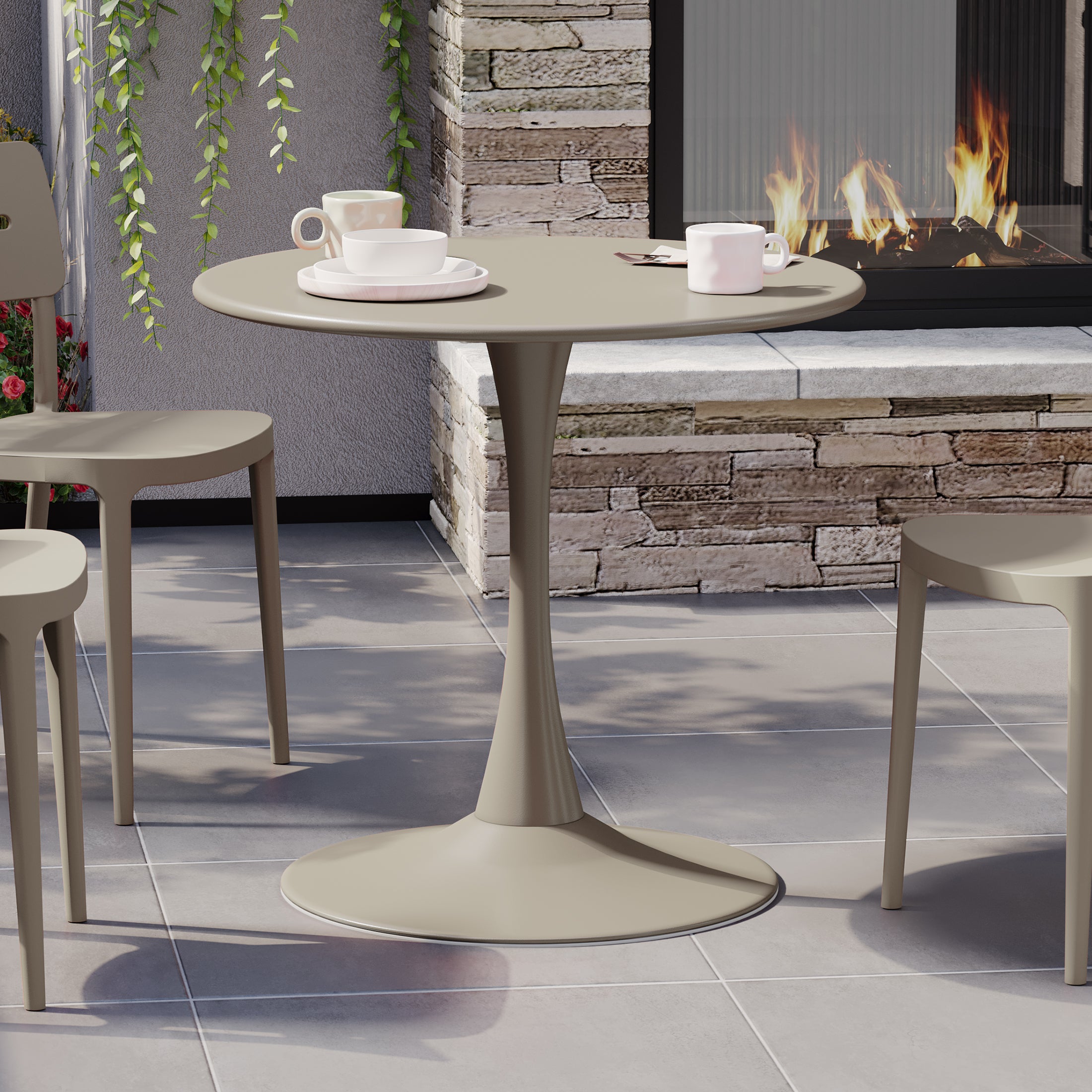 Playa 31.5" Round Outdoor Indoor Metal Cocktail Dining Table