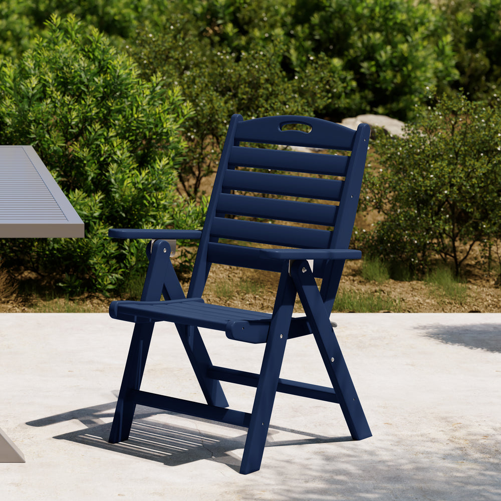 Malibu HDPE Adjustable Highback Folding Patio Dining Chair