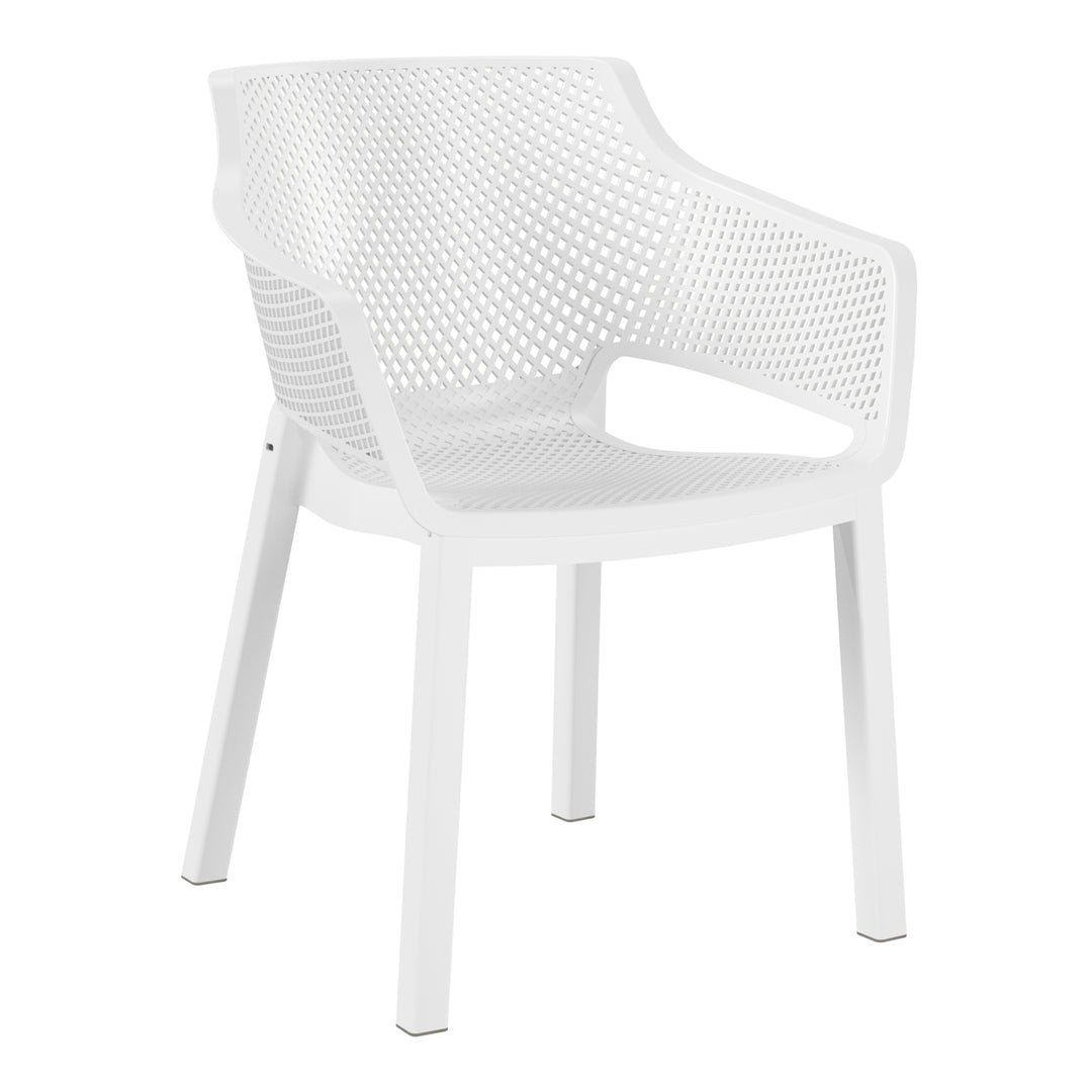 Playa Outdoor Modern Stackable Plastic Resin Patio Dining Armchair (Set of 4)