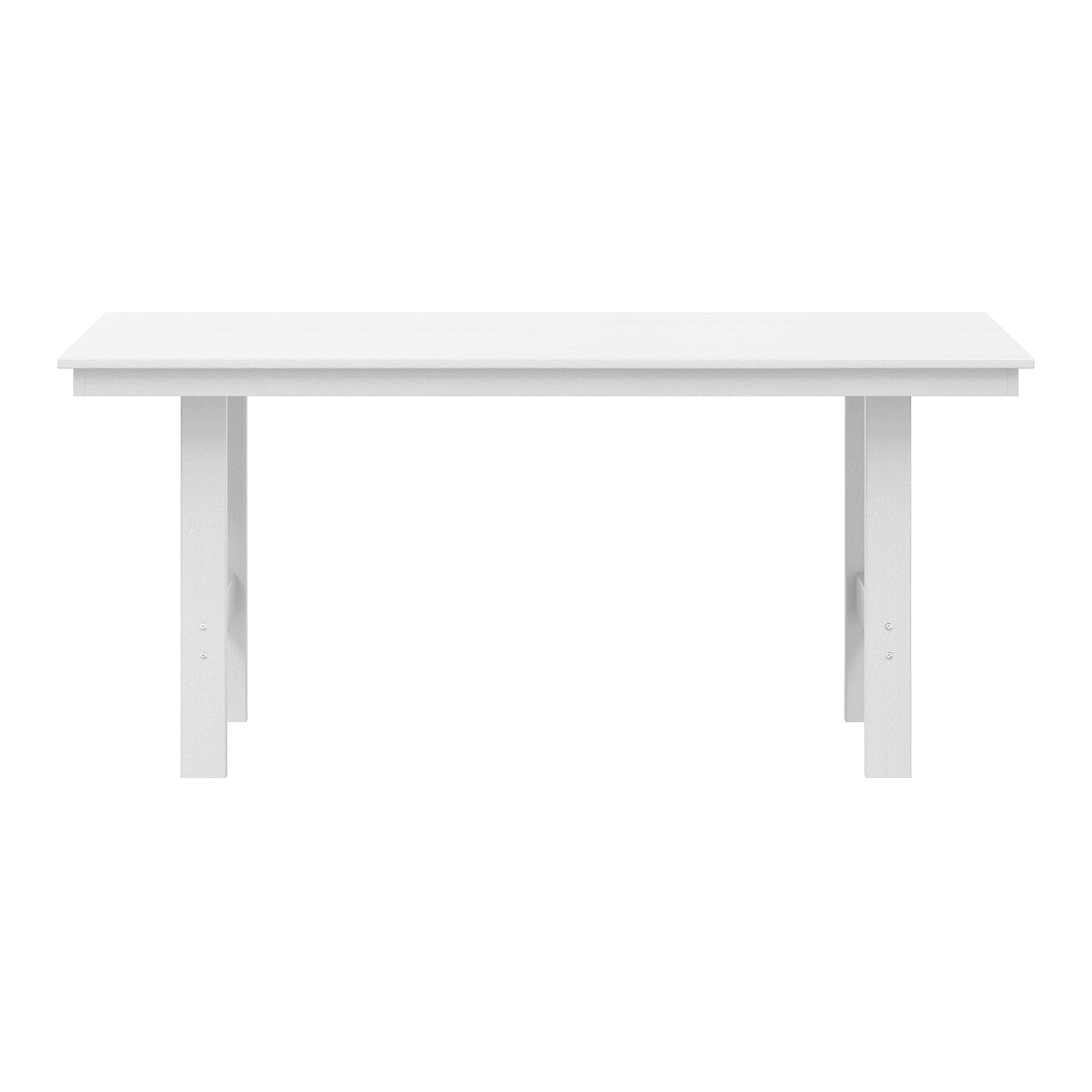 Ashore Outdoor Modern HDPE 66" Wide Rectangle Patio Dining Table for 6