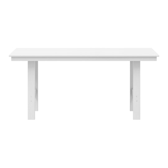 Ashore Outdoor Modern HDPE 66" Wide Rectangle Patio Dining Table for 6