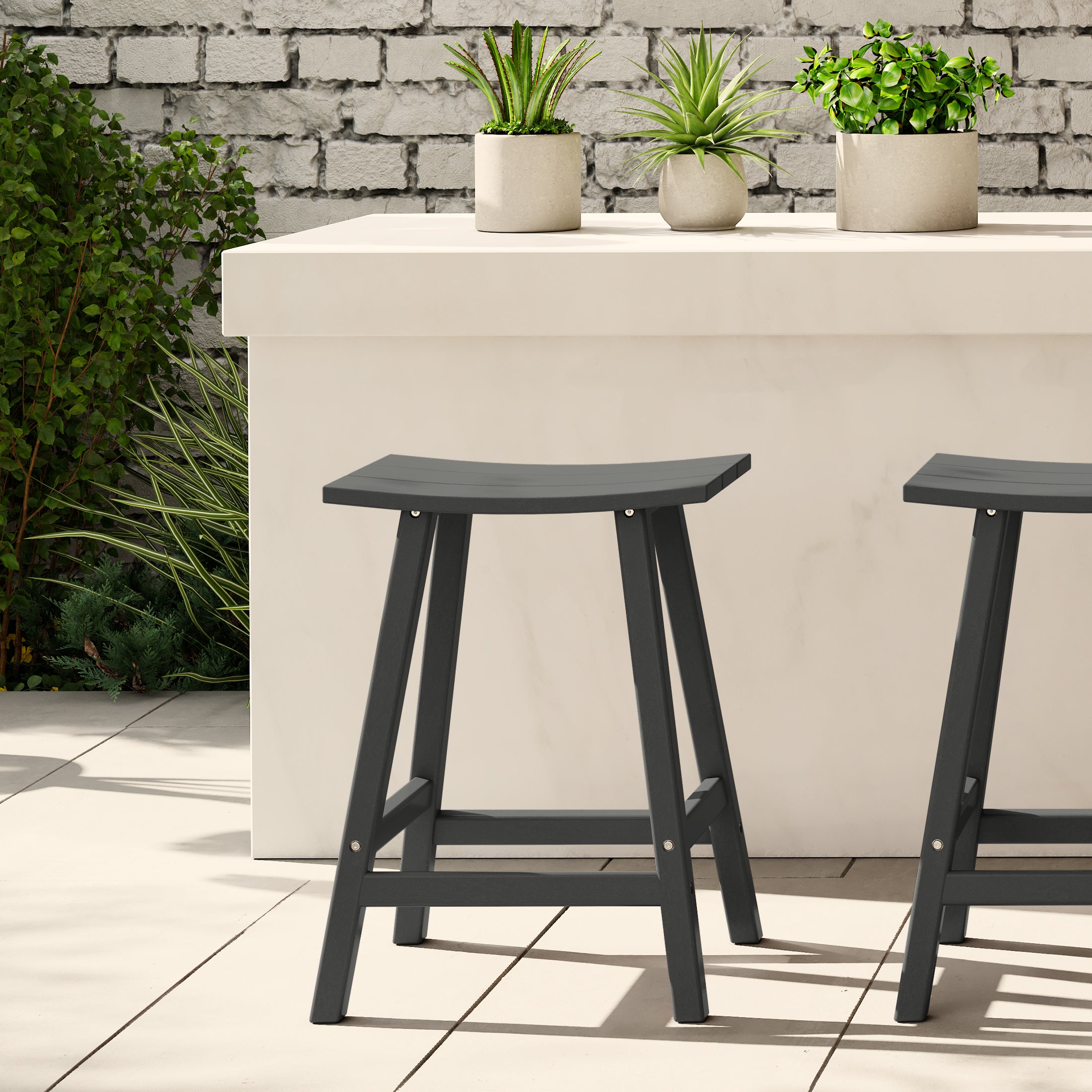 Malibu 24" HDPE Outdoor Patio Counter Height Bar Stool