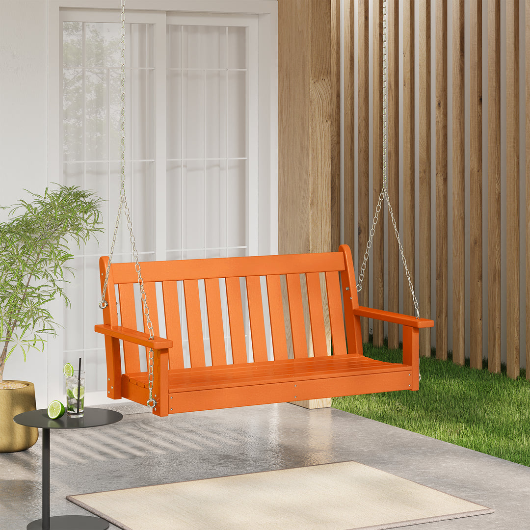 Malibu Outdoor Patio HDPE Hanging Front Porch Swing Bench