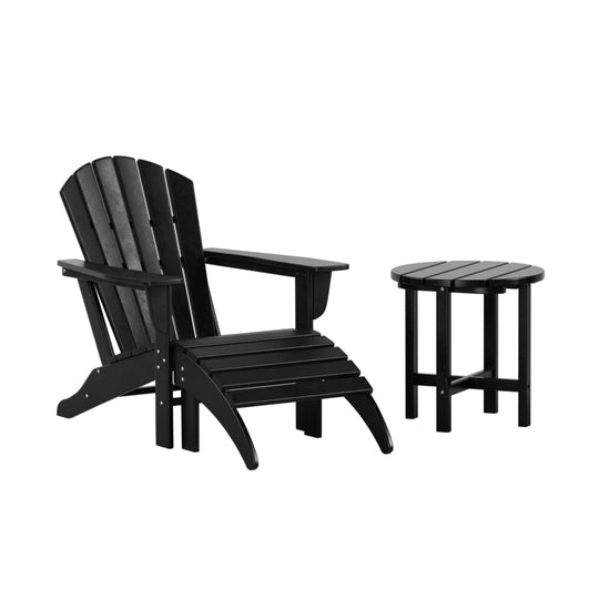 Dylan Outdoor Adirondack Chair With Ottoman And Side Table 3-Piece Set