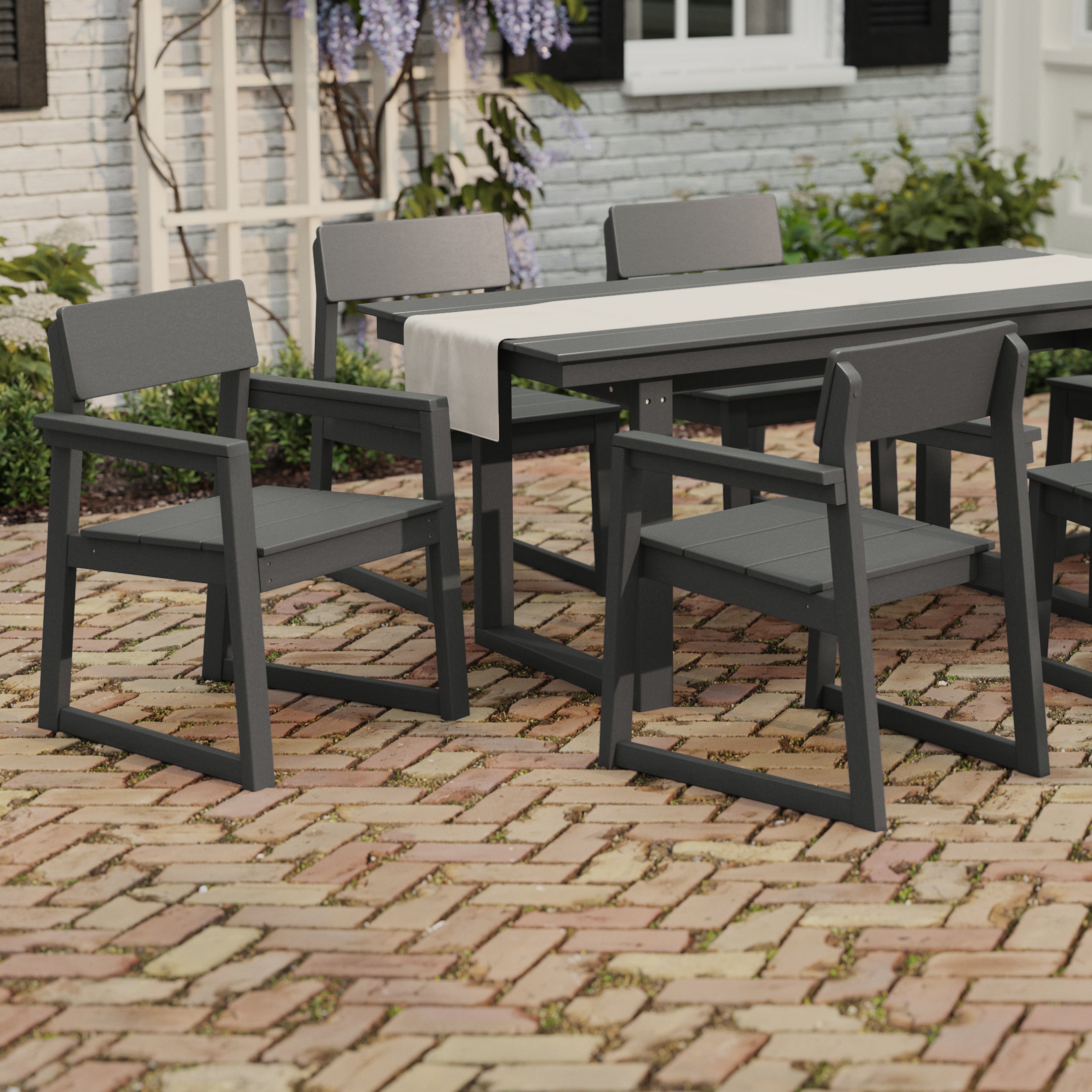 Paloma Modern HDPE Outdoor Patio Dining Arm Chairs (Set of 2)