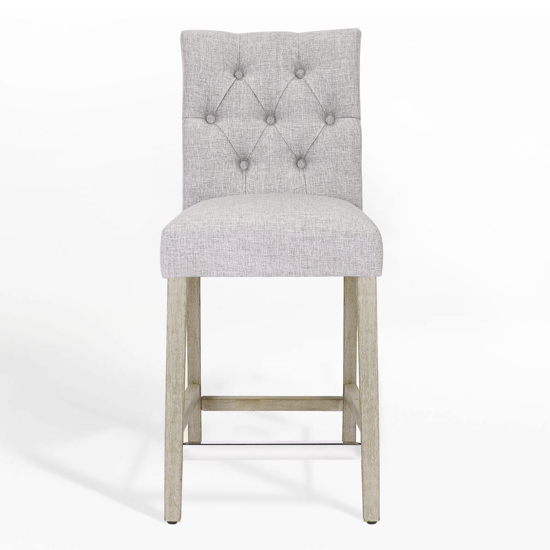Hayes 24" Linen Fabric Tufted Counter Stool,Antique Gray