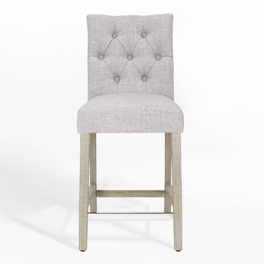 Hayes 24" Linen Fabric Tufted Counter Stool,Antique Gray
