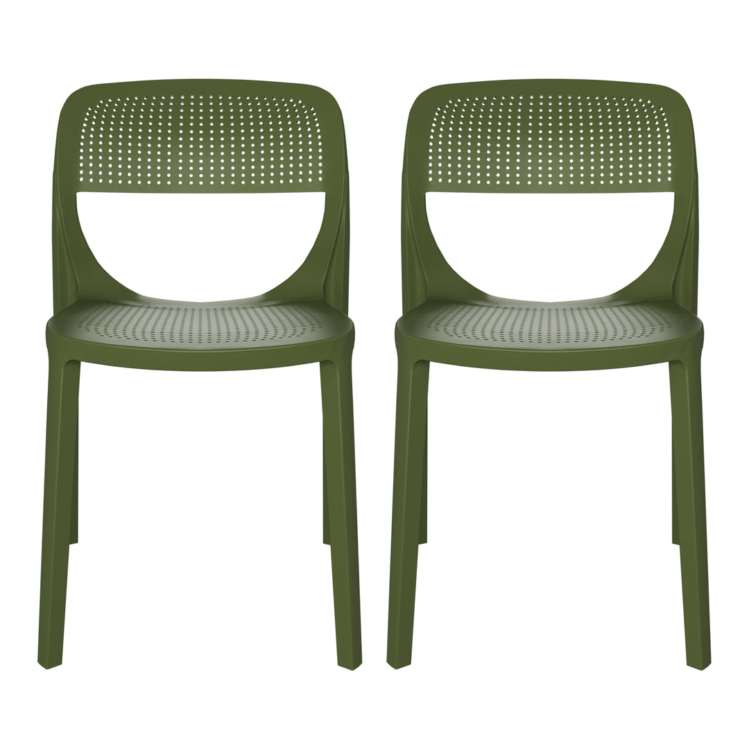 Playa Modern Stackable Plastic Resin Patio Dining Side Chair (Set of 2)