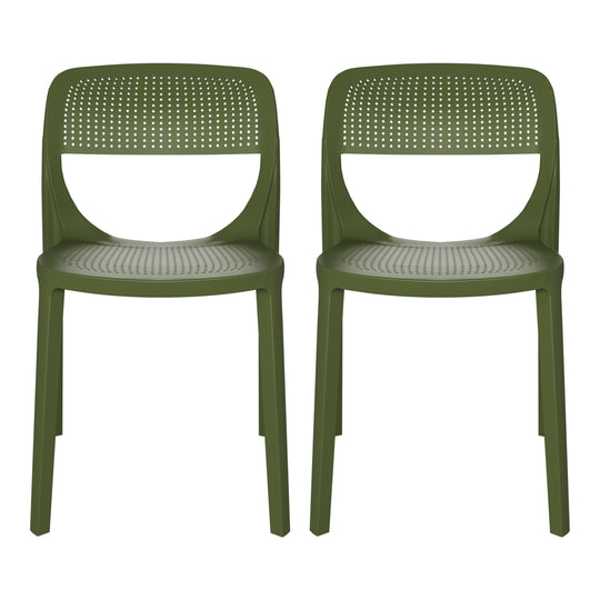 Playa Modern Stackable Plastic Resin Patio Dining Side Chair (Set of 2)