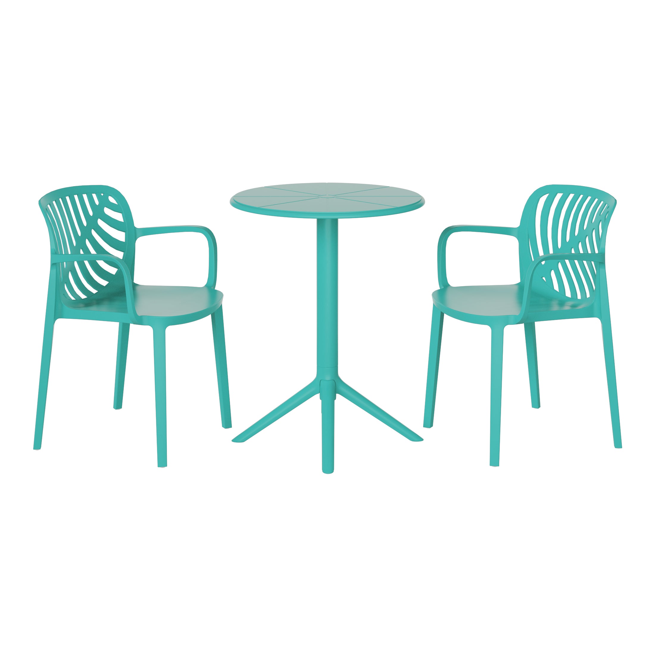Playa 3-Piece Outdoor Resin Patio Bistro Table Set with Stackable Patio Dining Side Chairs For 2