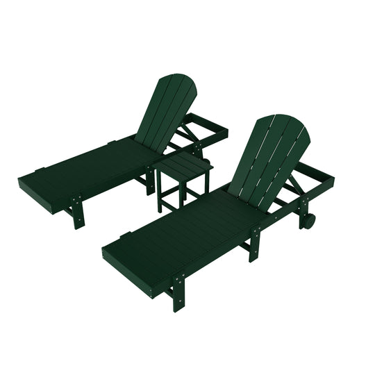 Malibu 3 Piece Poly Reclining Chaise Lounge With Wheels