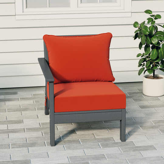 Avalon Outdoor Patio HDPE Left Arm Sectional Corner Club Chair with Patio Cushions