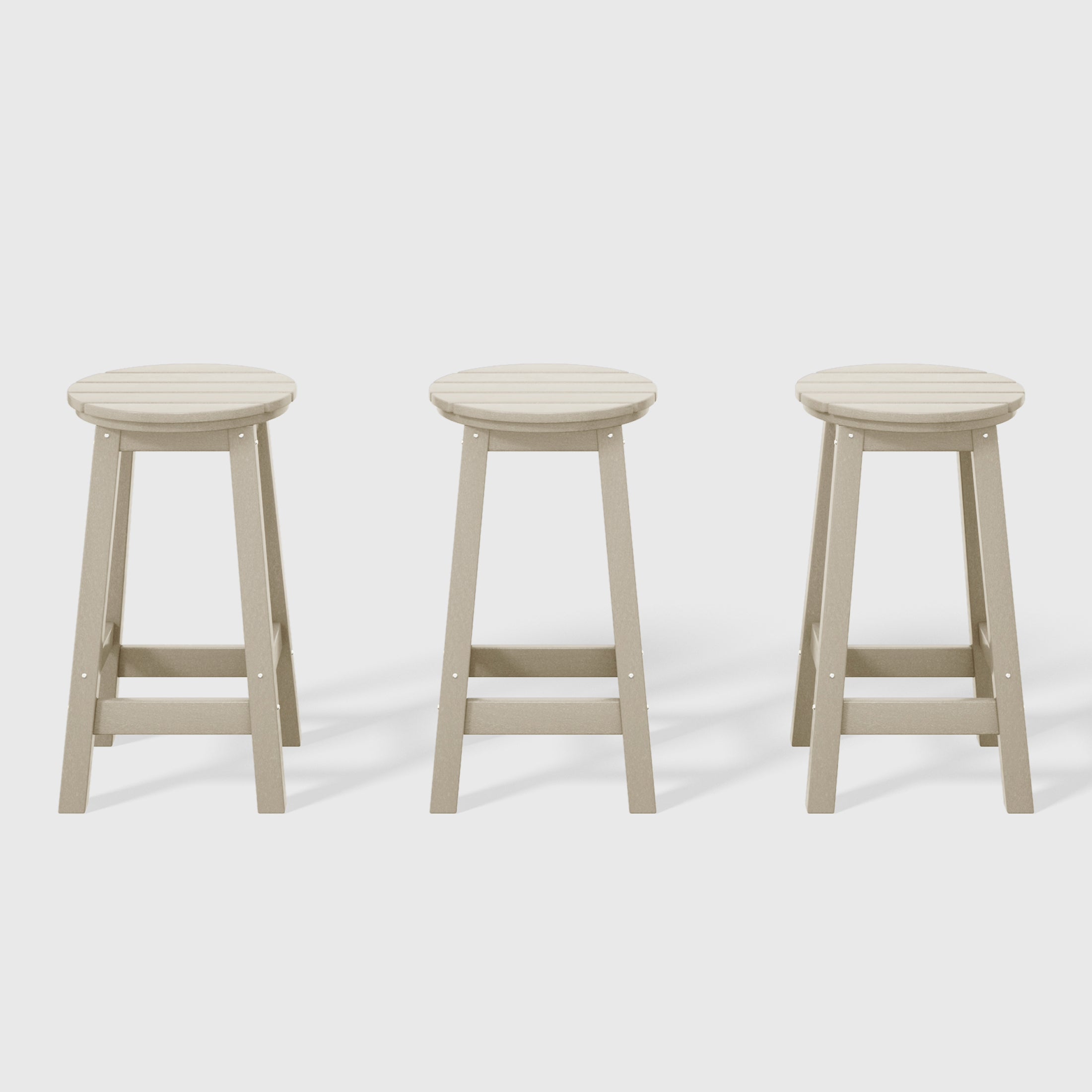 Malibu 24" HDPE Outdoor Patio Round Counter Height Bar Stool Set of 3