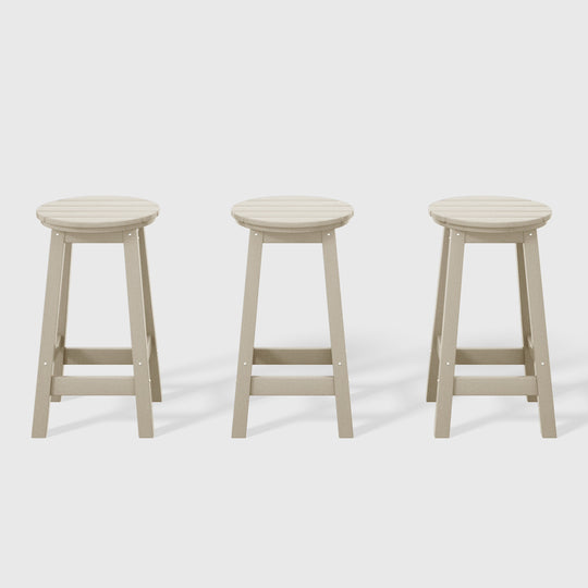 Malibu 24" HDPE Outdoor Patio Round Counter Height Bar Stool (Set of 3)