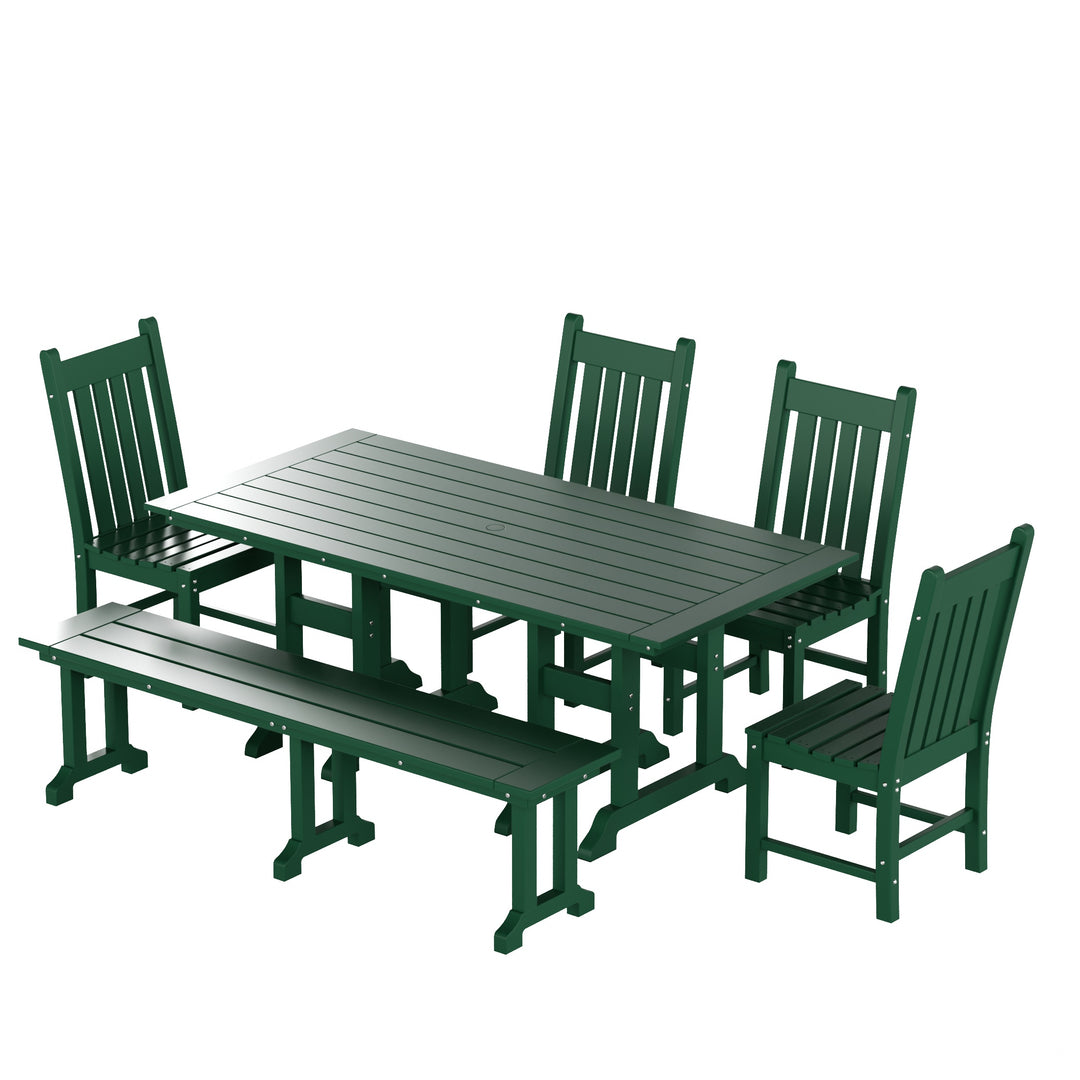Malibu 6-Piece Outdoor Patio Dining Set Outdoor Table and Bench Chair Set