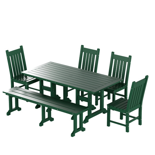 Malibu 6-Piece Outdoor Patio Dining Set Outdoor Table and Bench Chair Set