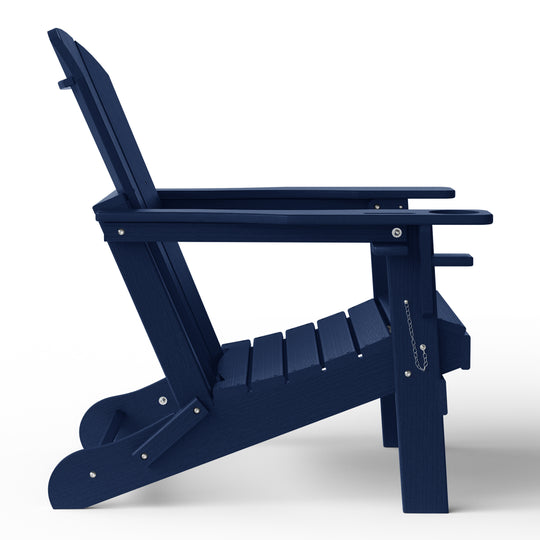 Nantucket Outdoor Patio HDPE Resin Folding Adirondack Chairs With Cup Holder and Phone Holder (Set of Four)