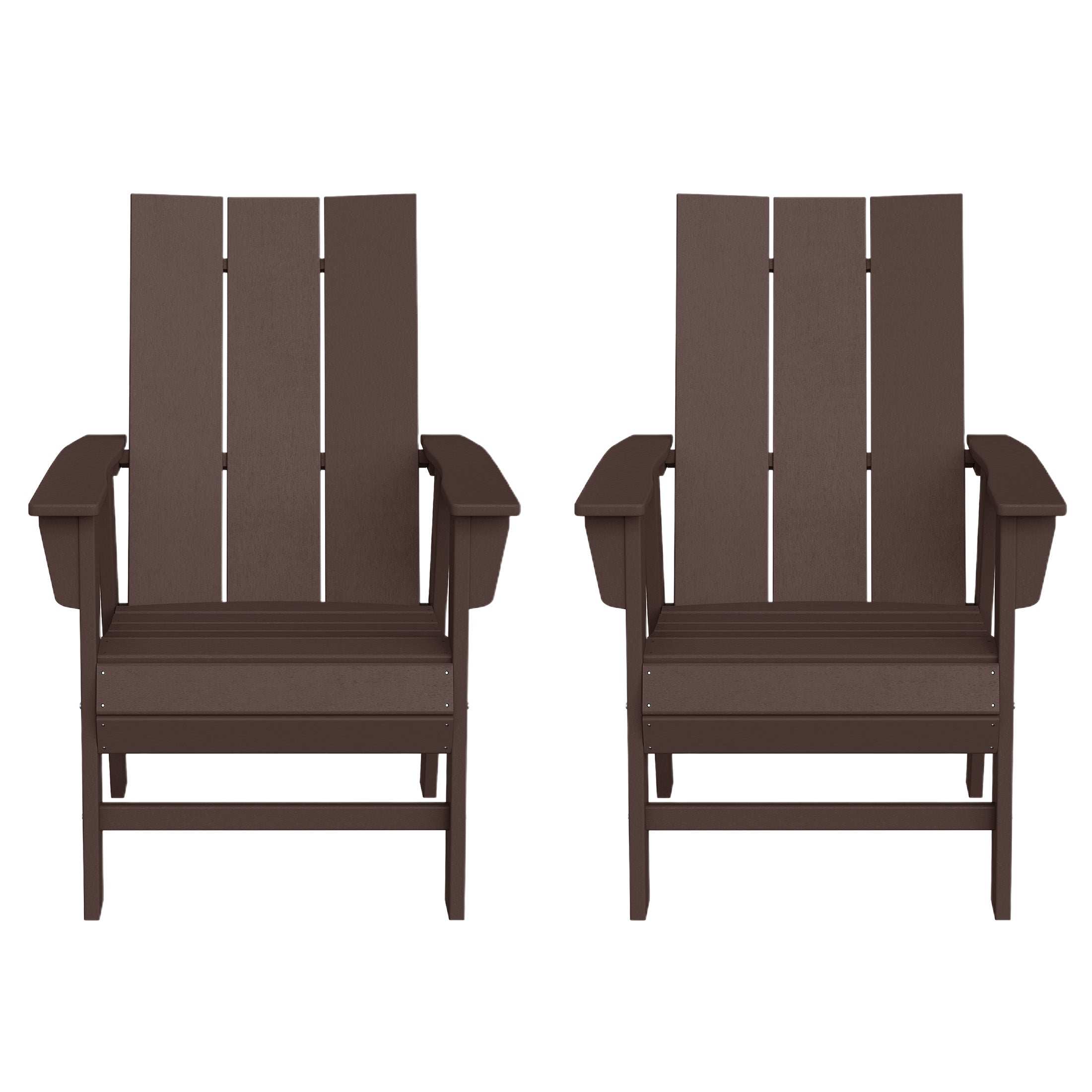 Ashore Outdoor Patio HDPE Plastic Modern Adirondack Dining Chairs (Set of 2)