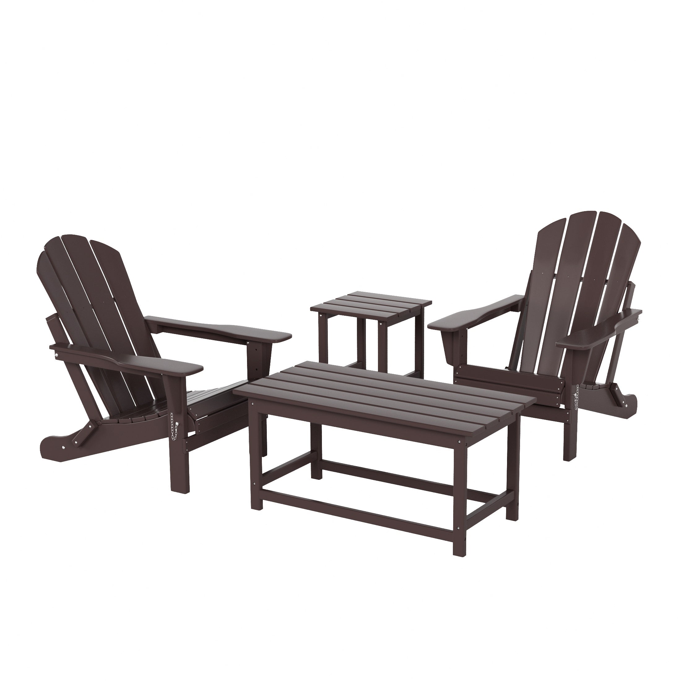 Malibu 4-Piece set Outdoor / Patio Poly Adirondack chairs with a Coffee and a side table ( 2 seater )