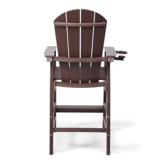 Malibu Outdoor HDPE Tall Adirondack Bar Height Chair With Cup Holder