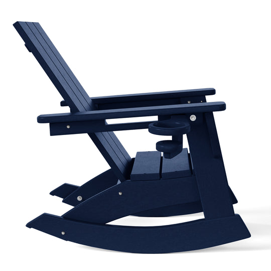 Ashore 3-Piece Kids Modern Rocking Chair With Cup Holder and Square Side Table Set