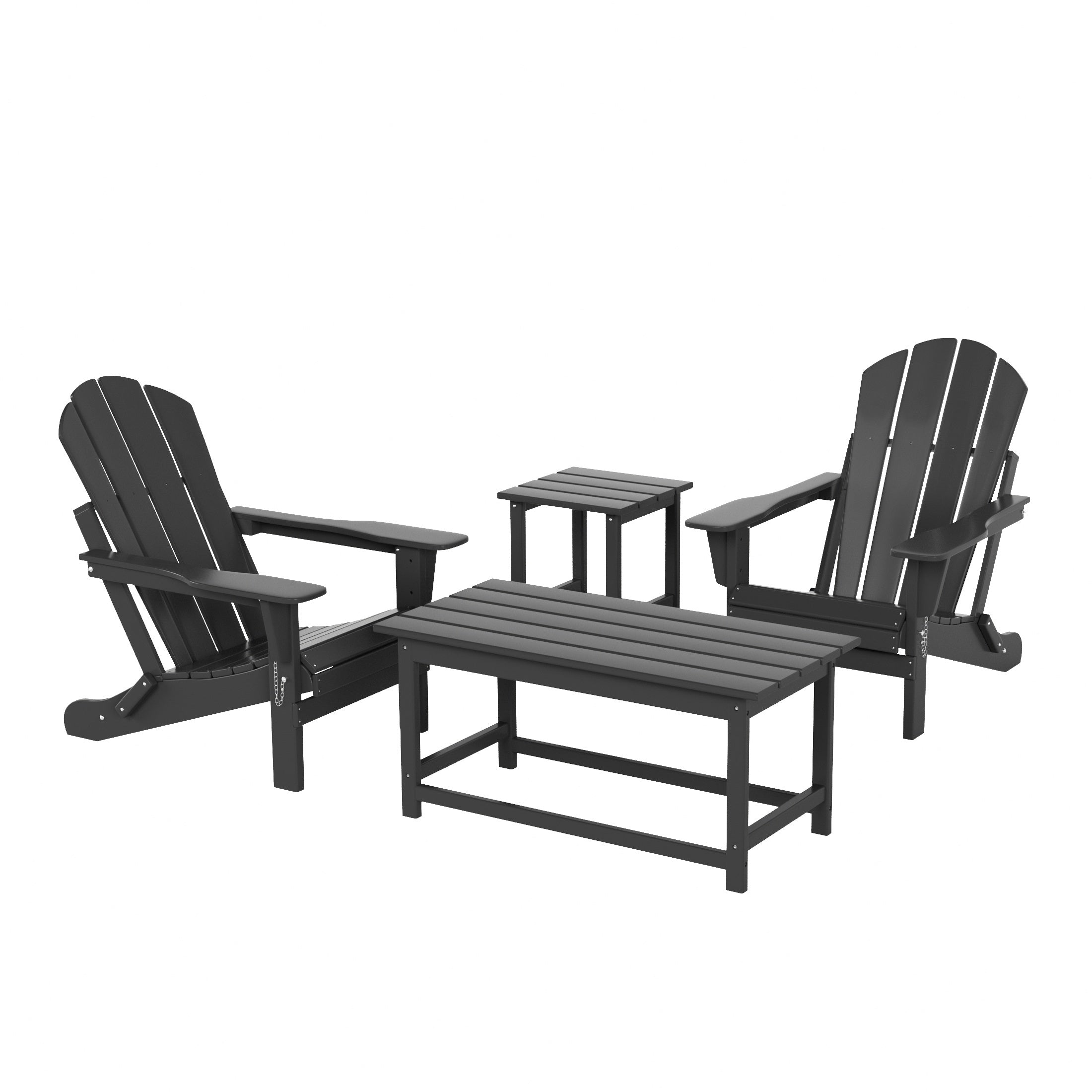 Malibu 4-Piece set Outdoor / Patio Poly Adirondack chairs with a Coffee and a side table ( 2 seater )