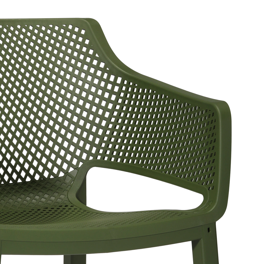 Playa Outdoor Modern Stackable Plastic Resin Patio Dining Armchair (Set of 4)