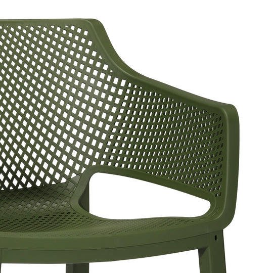Playa Outdoor Modern Stackable Plastic Resin Patio Dining Armchair (Set of 4)