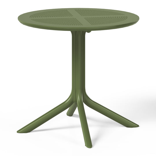 Playa Modern 5-Piece Resin Round Patio Dining Table Set with Stackable Patio Dining Chairs