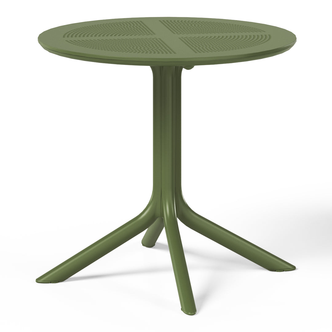 Playa 5-Piece Outdoor Resin Round Patio Dining Table Set with Modern Stackable Patio Dining Chairs