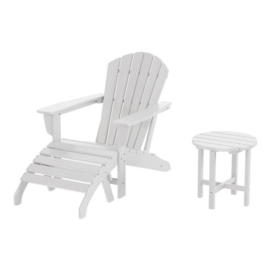 Dylan Outdoor Adirondack Chair With Ottoman And Side Table 3-Piece Set