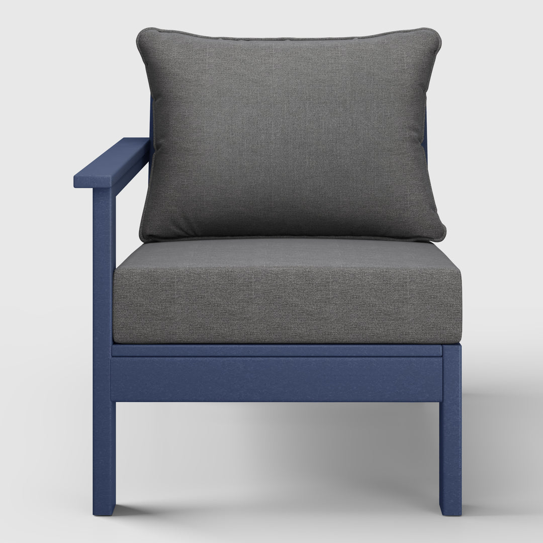 Avalon Outdoor Patio HDPE Left Arm Sectional Corner Club Chair with Patio Cushions
