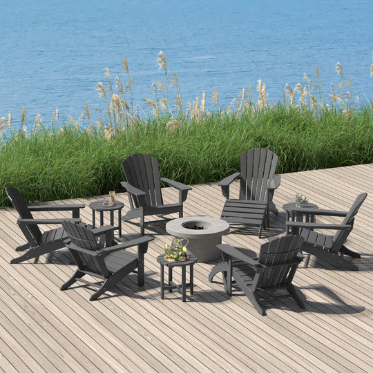 Dylan 12 Piece Outdoor Adirondack Chair With Ottoman And Side Table