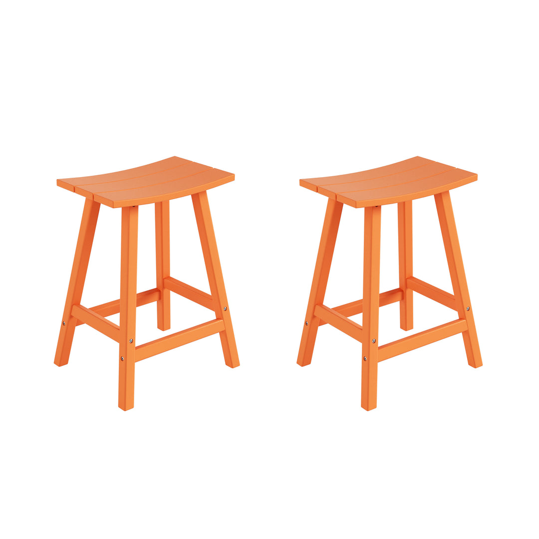 Malibu 2 piece set of 24" height Outdoor / Patio Saddle bar stools