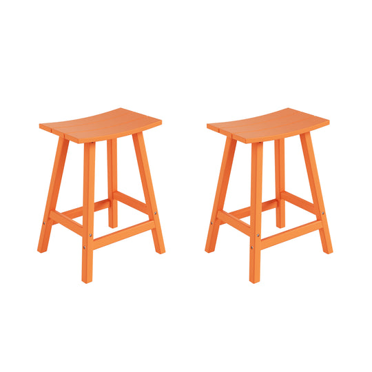 Malibu 2 piece set of 24" height Outdoor / Patio Saddle bar stools